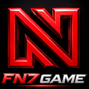 FN7 Game official gaming logo with a red futuristic 3D design, metallic typography, and a black background representing online gaming and digital entertainment.